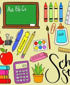 School Supplies Stuff paint by numbers