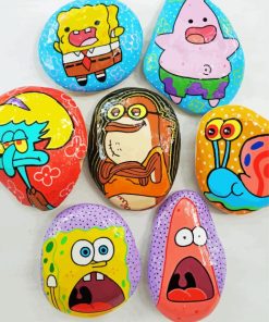 SpongeBob SquarePants Characters Painted Rocks paint by numbers