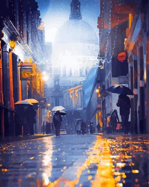 Street Of London In The Rain paint by numbers