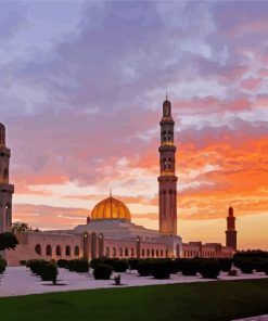 Sultan Qaboos Grand Mosque At Sunset paint by numbers
