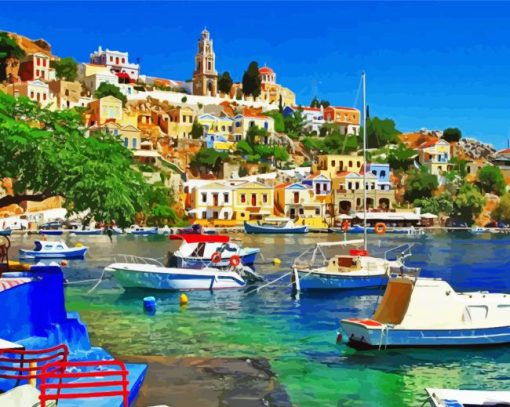 Aesthetic Symi Island paint by numbers