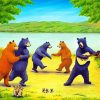 The Happy Bear Dancing paint by numbers