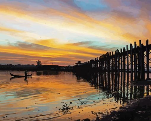 U Bein Bridge At Sunset paint by numbers