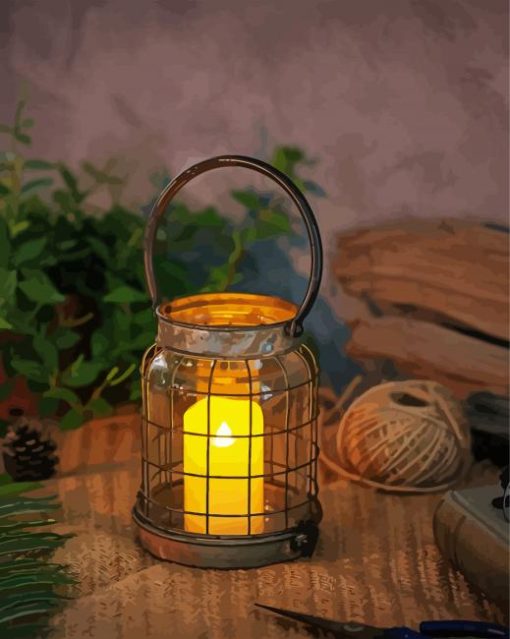 Vintage Candle In Lantern paint by numbers