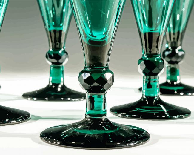 Wine Green Glasses paint by numbers