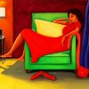 Woman Relaxing On Sofa paint by numbers