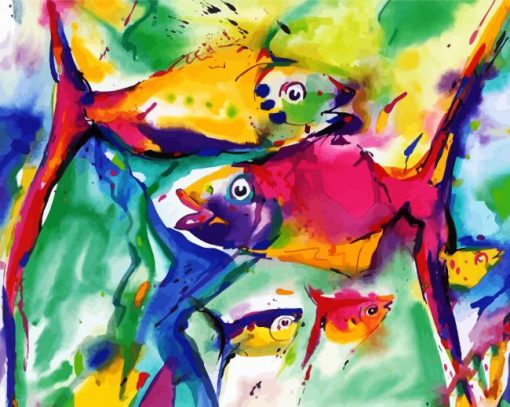 Abstract Fishes Art paint by numbers