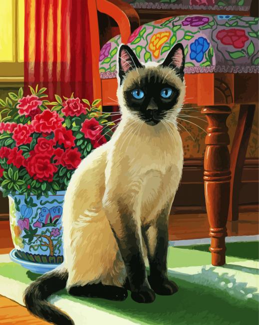 Siamese Kitty With Blue Eyes paint by numbers