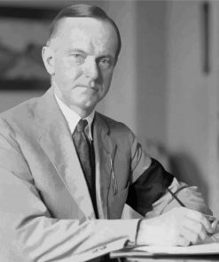 Black And White Calvin Coolidge paint by numbers