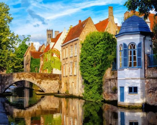 Bruges Riverside Buildings paint by numbers