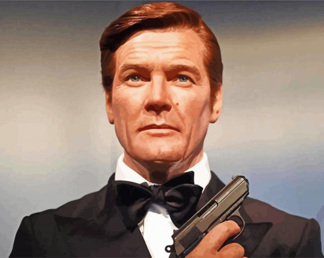 Classy Roger Moore - Paint By Numbers - Canvas Paint by numbers