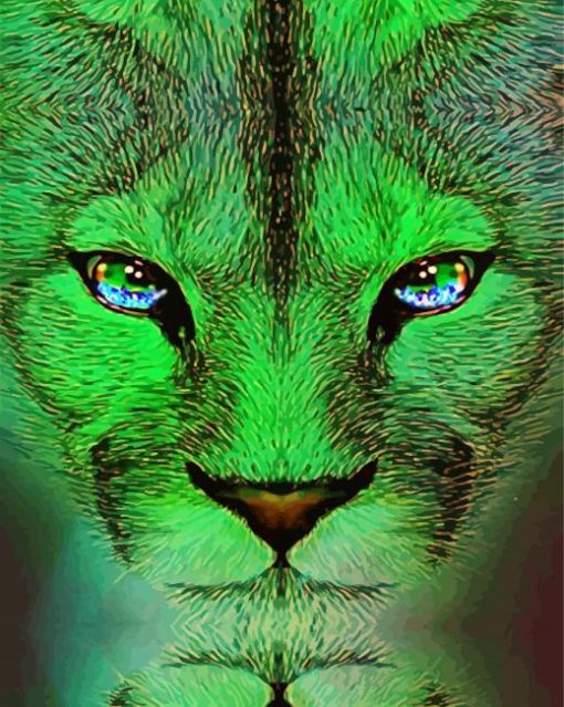 green lion face paint by number