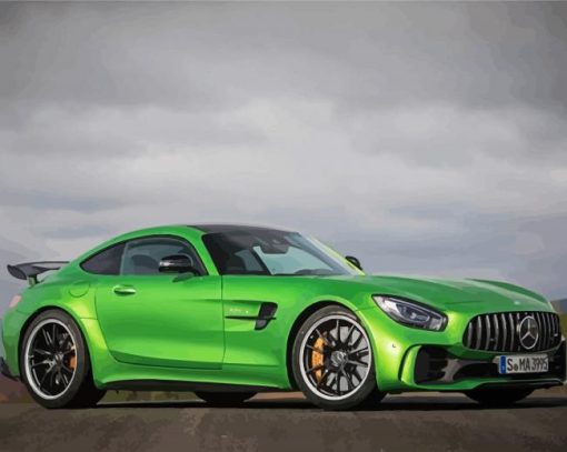 Green Mercedes Amg GT paint by numbers