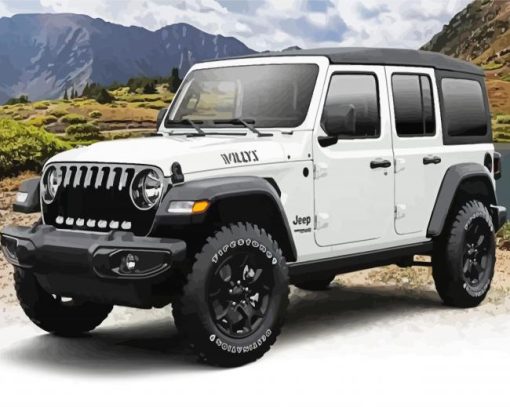 Light Grey Jeep Wrangler Rubicon paint by numbers