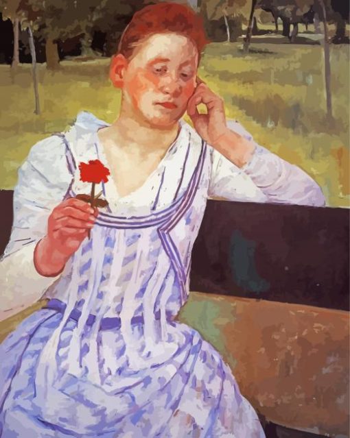 Woman With A Red Zinnia paint by numbers