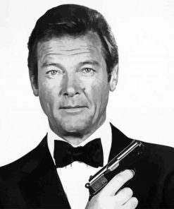 Monochrome Roger Moore paint by numbers