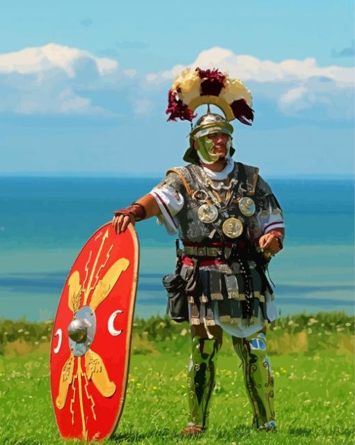 Roman Warrior With Shield paint by numbers