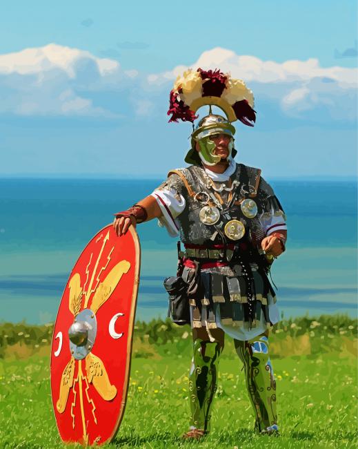Roman Warrior With Shield paint by numbers