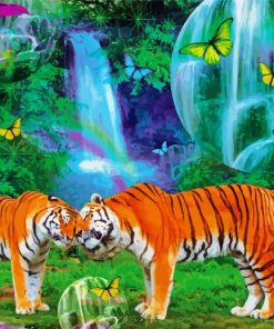Romantic Tigers paint by numbers