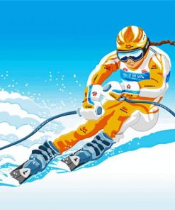 Skier Illustration Art paint by numbers