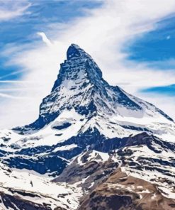 Snowy Matterhorn Mountain paint by numbers