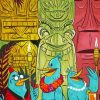 Tiki Statues And Birds paint by numbers