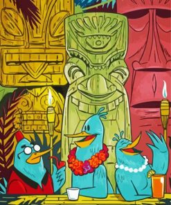 Tiki Statues And Birds paint by numbers