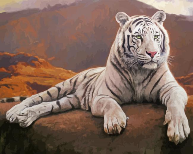 Aesthetic White Tiger paint by numbers