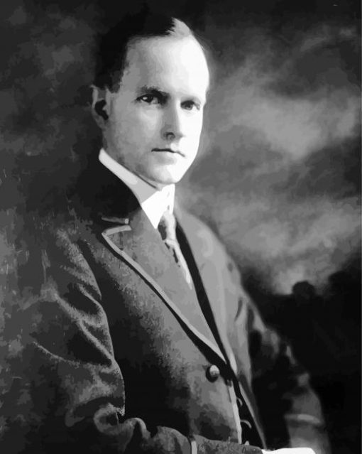 Calvin Coolidge In Black And White piant by numbers