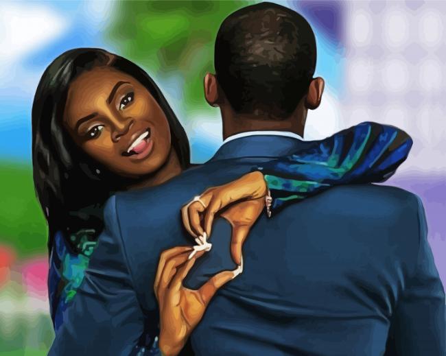 Black Romantic Couple In Love paint by numbers