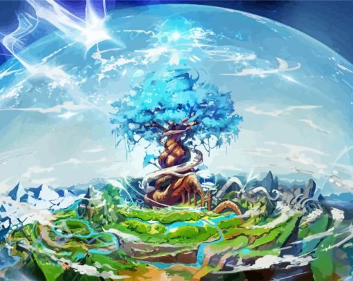 Aesthetic Yggdrasil World Tree paint by numbers