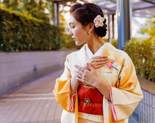 Beautiful Girl With Kimono paint by numbers