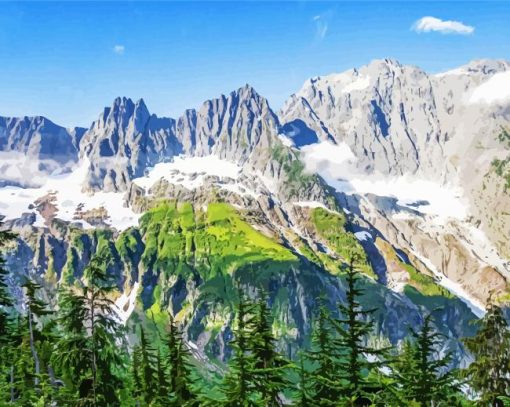 Beautiful North Cascades National Park paint by numbers