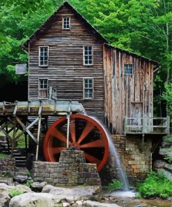 Old Wooden Water Mill paint by numbers