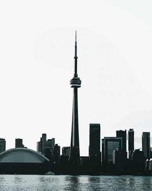 Black And White Cn Tower paint by numbers