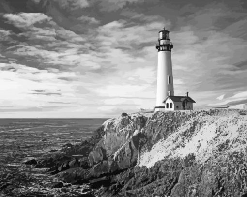 Black And White Lighthouse Paint by numbers
