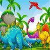 Cartoon Dinosaurs Types paint by numbers