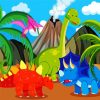Cartoon Dinosaurs In Nature paint by numbers