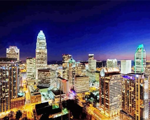 Charlotte City At Night paint by numbers
