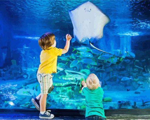 Children Watching Sea Life paint by numbers