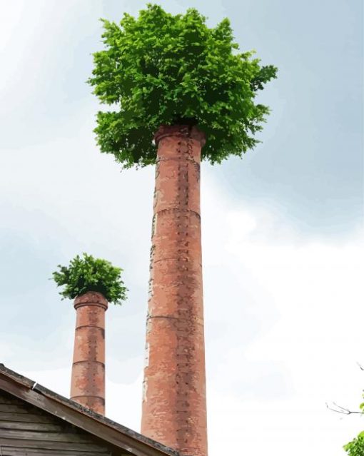 Chimney Reclaiming Nature paint by numbers