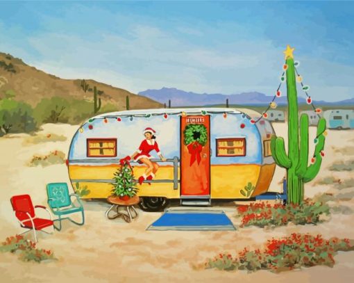 Travel Trailer In Desert paint by numbers