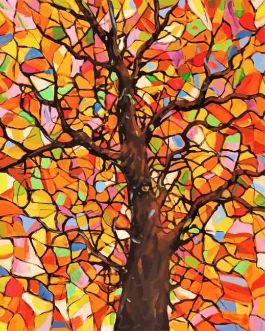 Colorful Abstract Tree paint by numbers