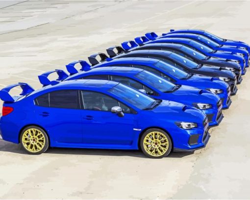 Luxury Blue Subaru Cars paint by numbers