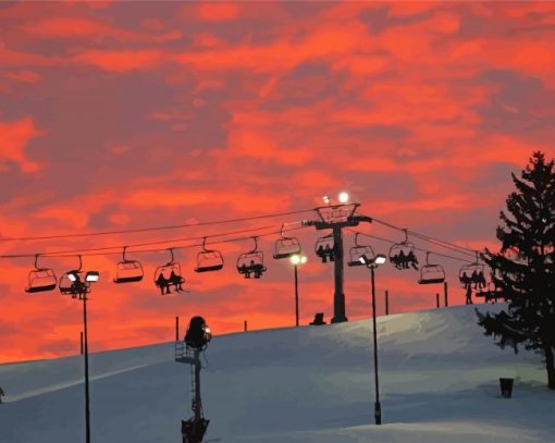 Ski Resorts At Sunset paint by numbers