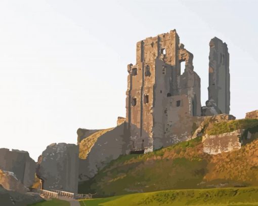 Corfe Castle paint by numbers
