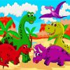 Cute Cartoon Dinosaurs paint by numbers