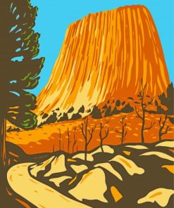 Devils Tower National Monument Illustration paint by numbers