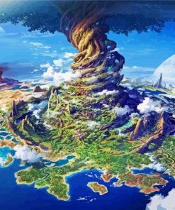 Fantasy Yggdrasil World Tree paintt by numbers