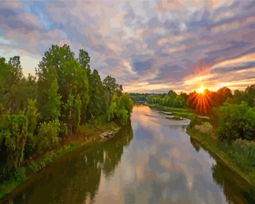 The Grand River At Sunset paint by numbers